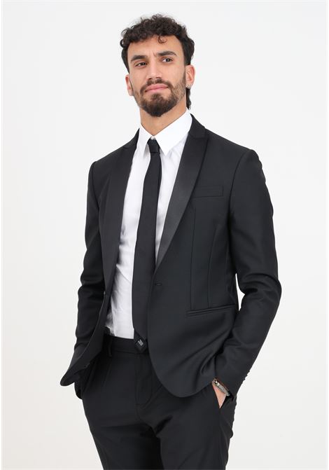 Elegant black men's jacket with satin lapel PATRIZIA PEPE | 5SA661/A1WKJ2W2